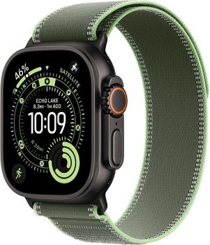 Apple Watch Ultra 3, Black Titanium Case with Green/Neon Trail Loop (S/M)