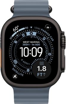 Apple Watch Ultra 3, Black Titanium Case with Anchor Blue Ocean Band