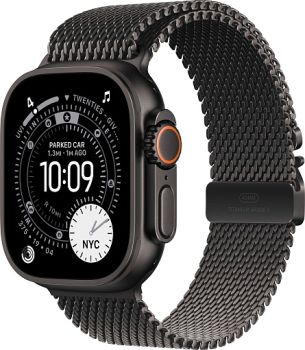 Apple Watch Ultra 3, Black Titanium Case with Black Titanium Milanese Loop (M)