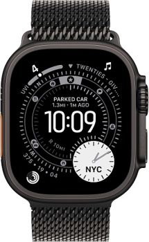 Apple Watch Ultra 3, Black Titanium Case with Black Titanium Milanese Loop (M)