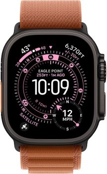 Apple Watch Ultra 3, Black Titanium Case with Terra Cotta Alpine Loop (L)
