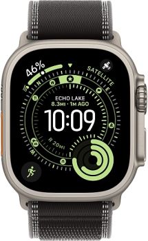 Apple Watch Ultra 3, Natural Titanium Case with Black/Charcoal Trail Loop (S/M)