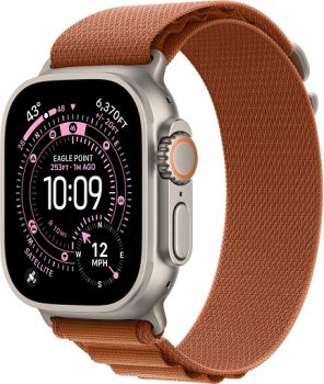 Apple Watch Ultra 3, Natural Titanium Case with Terra Cotta Alpine Loop (S)