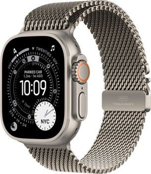 Apple Watch Ultra 3, Natural Titanium Case with Natural Titanium Milanese Loop (S)
