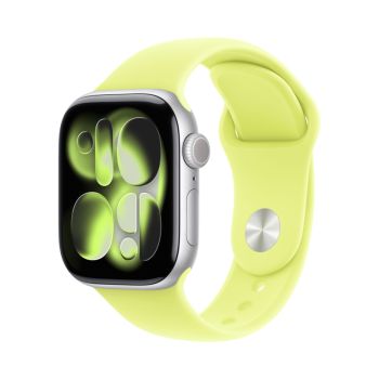 Apple Watch Series 11, 46 mm, Silver Aluminum Neon Yellow Sport Band S/M