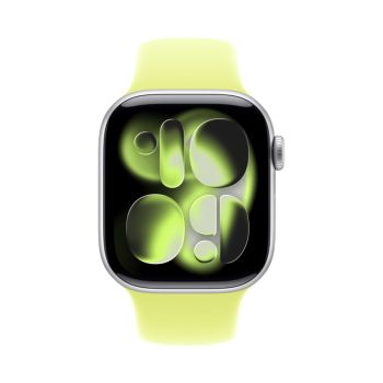 Apple Watch Series 11, 46 mm, Silver Aluminum Neon Yellow Sport Band S/M