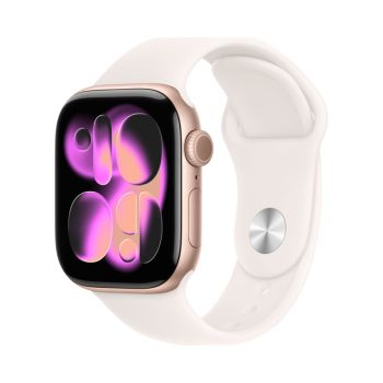 Apple Watch Series 11, 46 mm, Rose Gold Aluminum Light Blush Sport Band S/M
