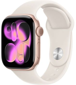 Apple Watch Series 11, 46 mm, Rose Gold Aluminum Starlight Sport Band S/M
