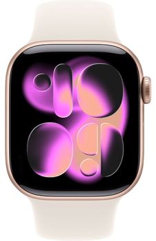 Apple Watch Series 11, 46 mm, Rose Gold Aluminum Starlight Sport Band S/M