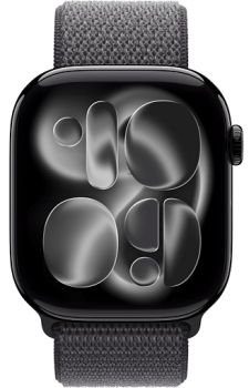 Apple Watch Series 11 46mm, Jet Black Aluminum Case with Sport Loop Dark Gray