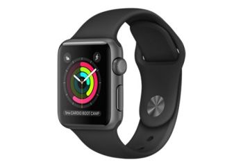 Apple Watch Series 2, 38 мм, корпус из алюминия, цвета «серый космос», спортивный ремешок чёрного цвета