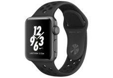 Apple Watch Nike+ 38 мм, корпус из алюминия цвета «серый космос», спортивный ремешок Nike цвета «антрацитовый/чёрный»