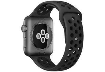 Apple Watch Nike+ 42 мм, корпус из алюминия цвета «серый космос», спортивный ремешок Nike цвета «антрацитовый/чёрный»