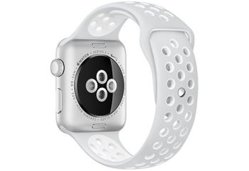 Apple Watch Nike+ 42 мм, корпус из серебристого алюминия, спортивный ремешок Nike цвета «чистая платина/белый»