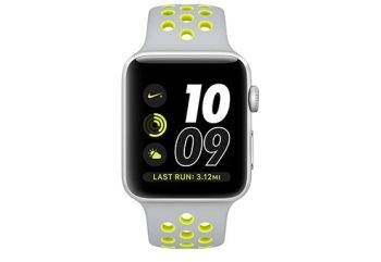 Apple Watch Nike+ 42 мм, корпус из серебристого алюминия, спортивный ремешок Nike цвета «листовое серебро/салатовый»