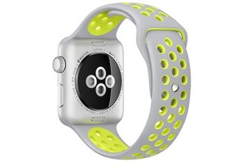 Apple Watch Nike+ 42 мм, корпус из серебристого алюминия, спортивный ремешок Nike цвета «листовое серебро/салатовый»