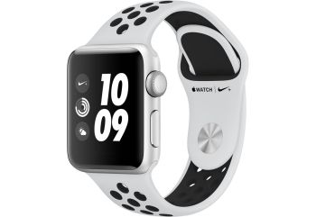 Apple Watch Nike+ Series 3, 38 мм, корпус из серебристого алюминия, спортивный ремешок Nike цвета «чистая платина/чёрный»