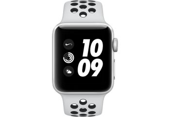 Apple Watch Nike+ Series 3, 38 мм, корпус из серебристого алюминия, спортивный ремешок Nike цвета «чистая платина/чёрный»