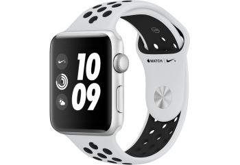 Apple Watch Nike+ Series 3, 42 мм, корпус из серебристого алюминия, спортивный ремешок Nike цвета «чистая платина/чёрный»